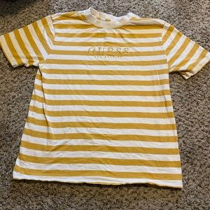 Yellow and White Striped Guess Shirt
